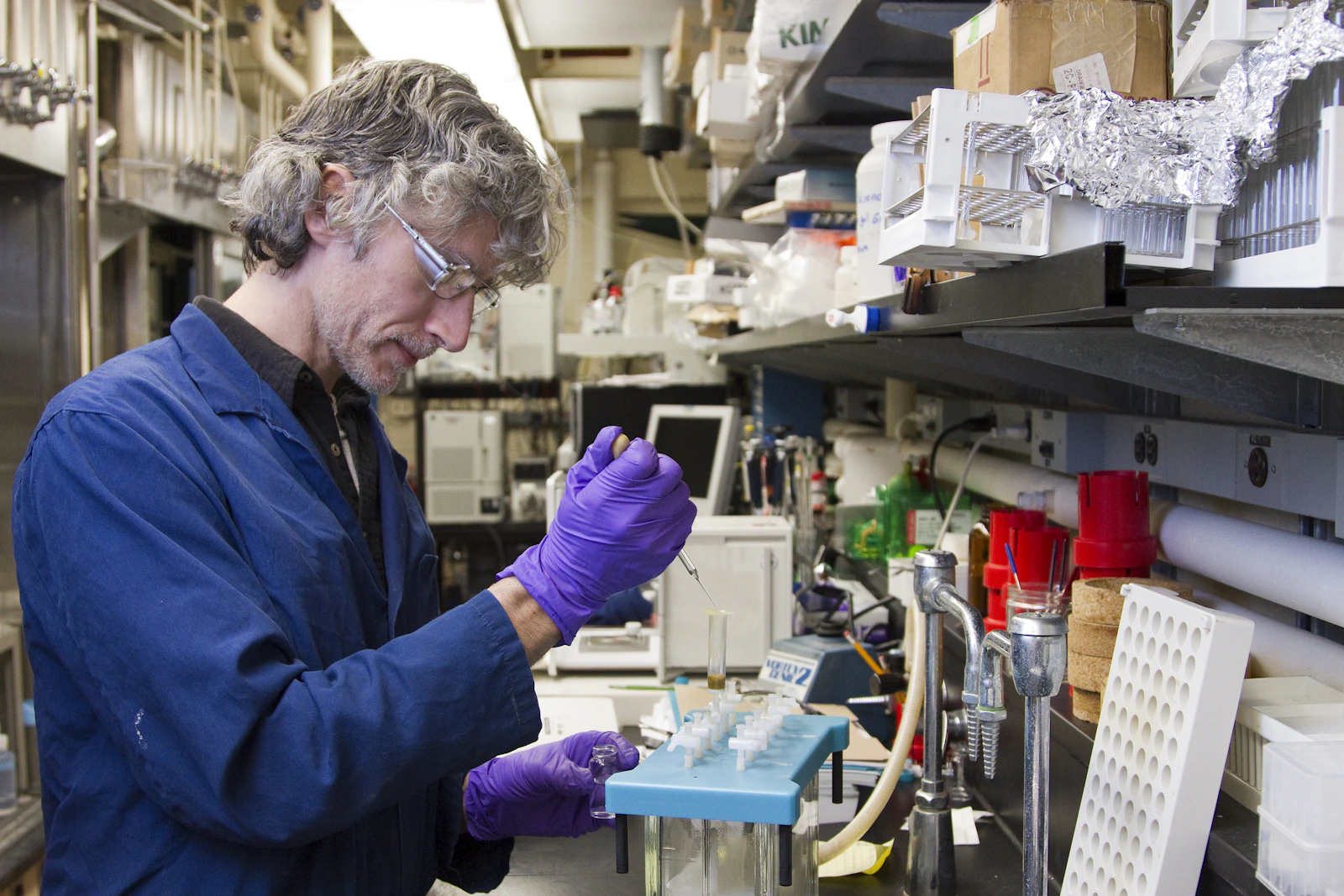A researcher working in a laboratory